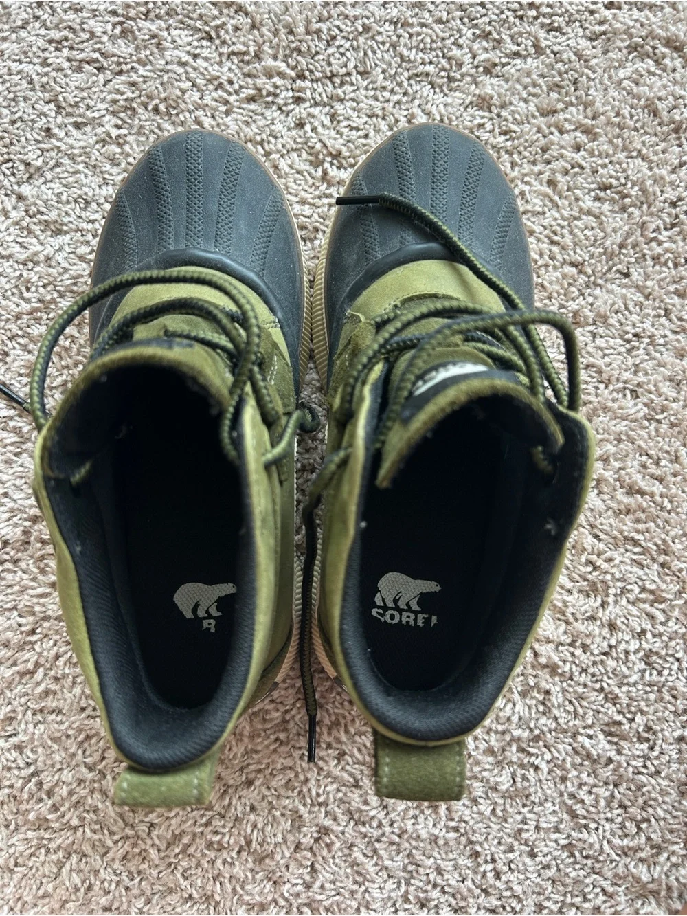 Sorel Women’s Olive Green and Black Waterproof Boots